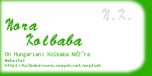 nora kolbaba business card